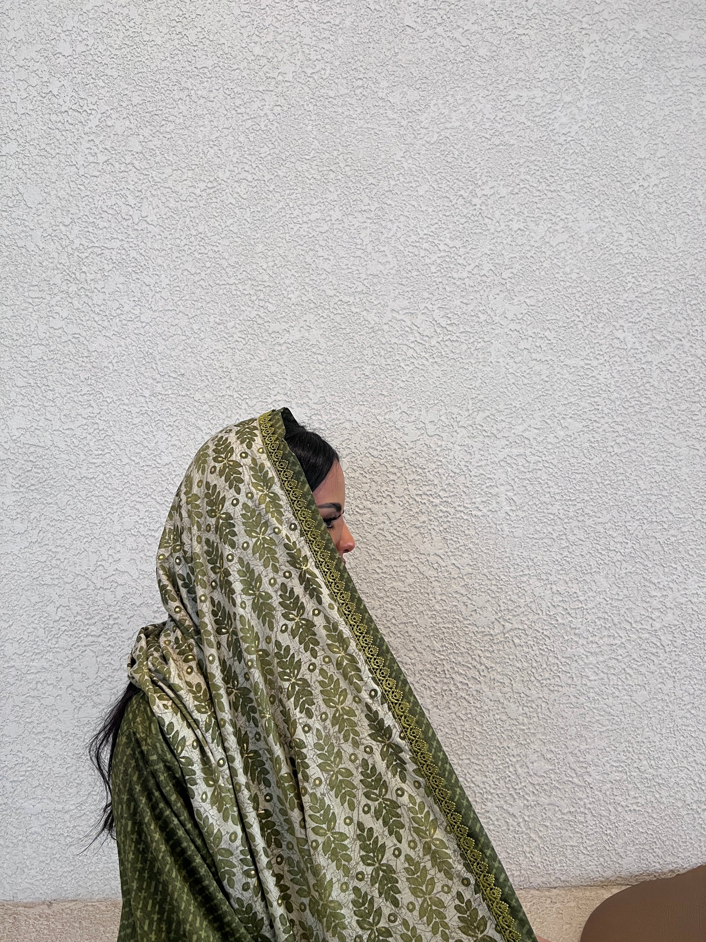 عباية هندية أخضر زيتوني Olive Green Indian Abaya