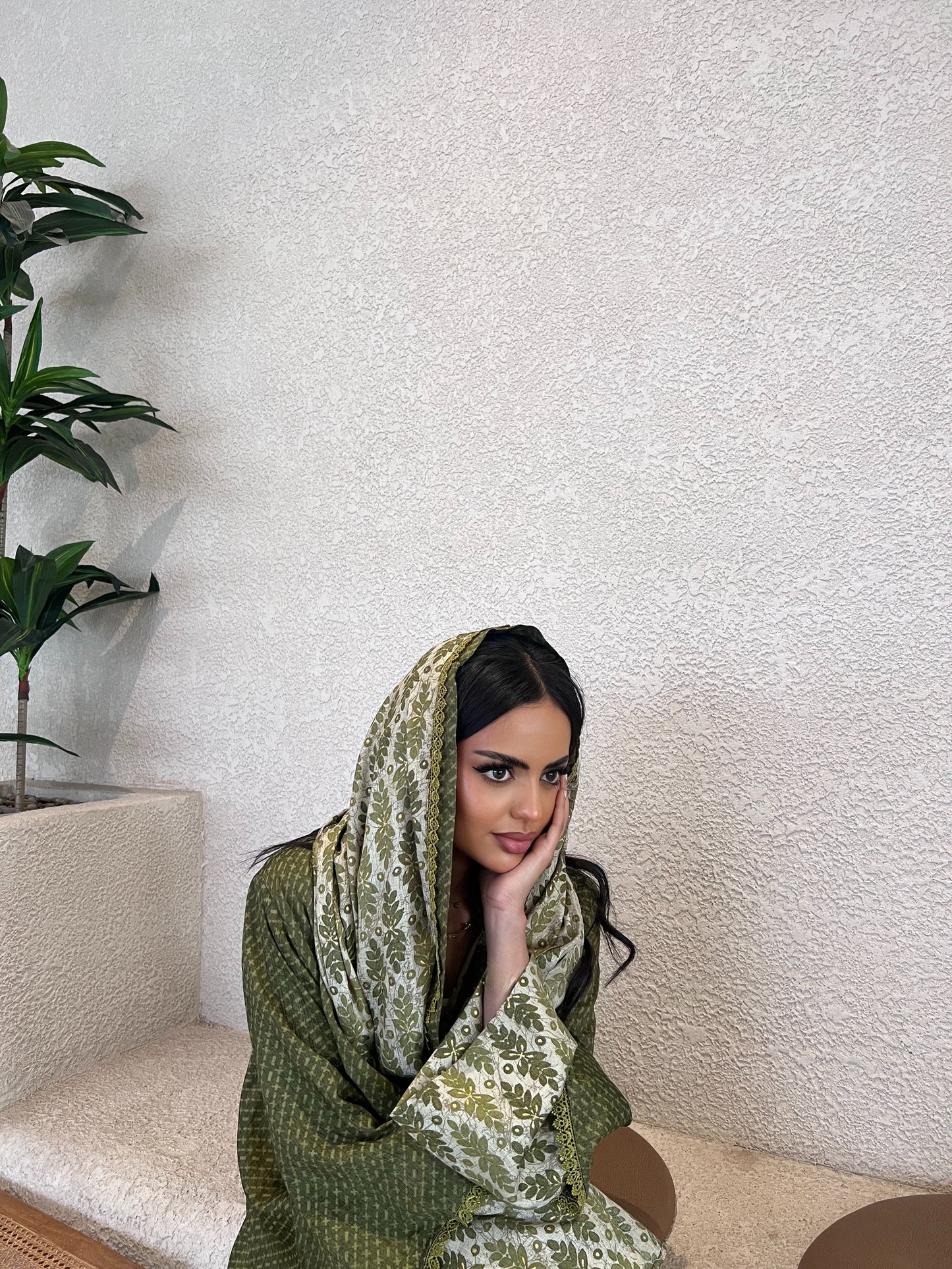 عباية هندية أخضر زيتوني Olive Green Indian Abaya