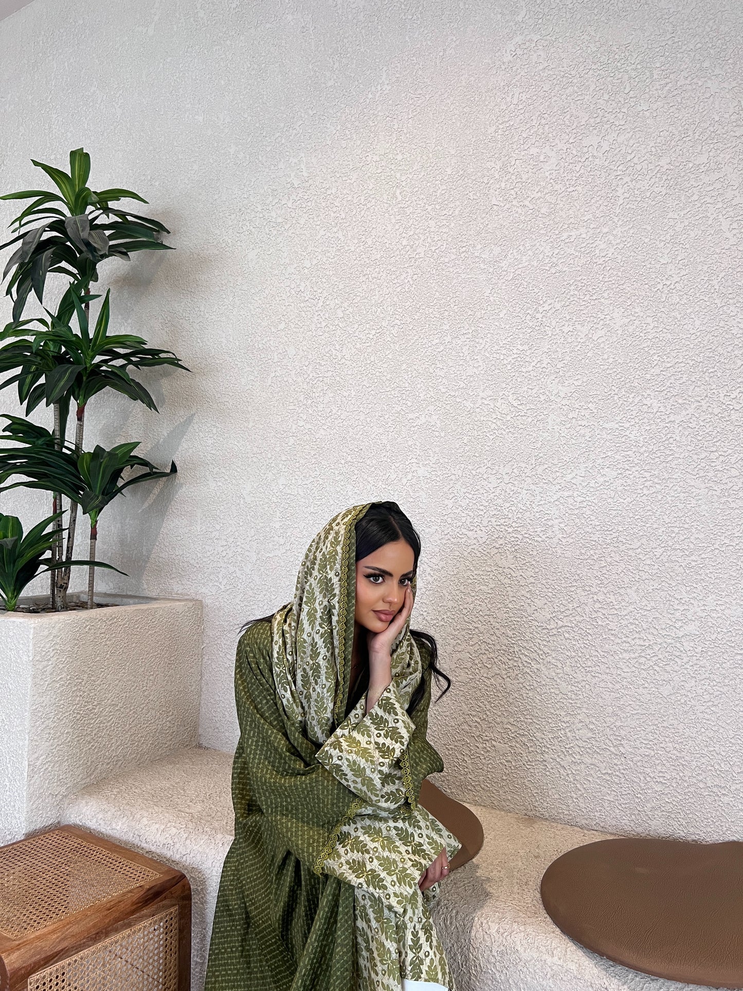 عباية هندية أخضر زيتوني Olive Green Indian Abaya