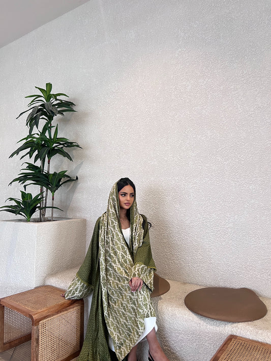 عباية هندية أخضر زيتوني Olive Green Indian Abaya