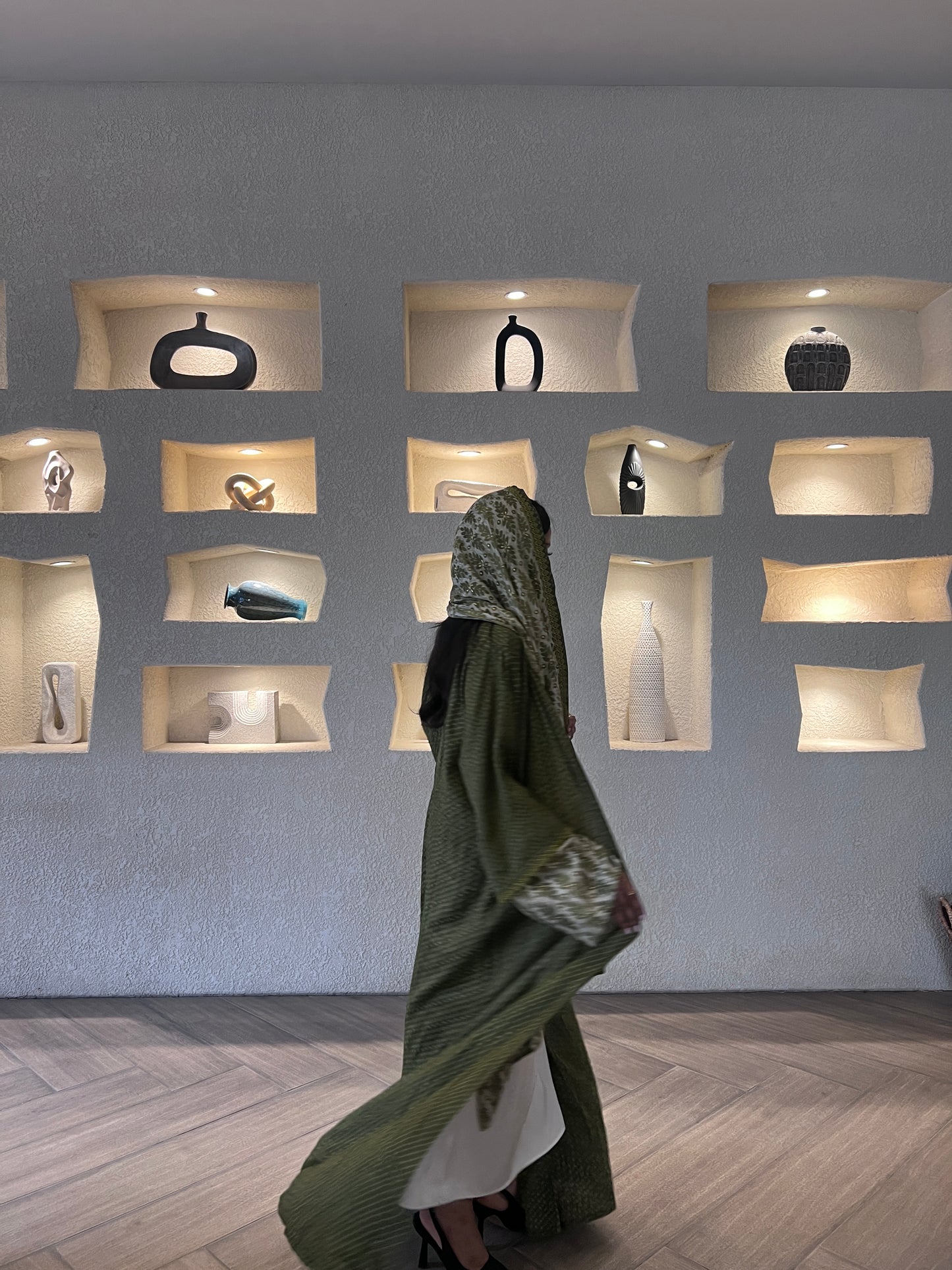 عباية هندية أخضر زيتوني Olive Green Indian Abaya